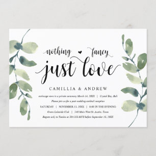 Invitación Verde Eucalipto, Tinta Negra, Huida de Novios