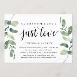 Invitación Verde Eucalipto, Tinta Negra, Huida de Novios