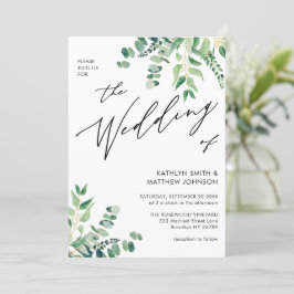 Invitación Verde Eucalyptus Moderno Todo En Un Boda