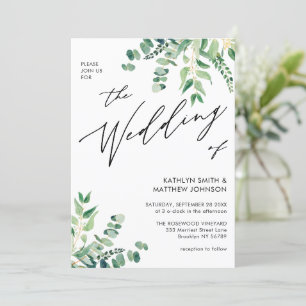 Invitación Verde Eucalyptus Moderno Todo En Un Boda