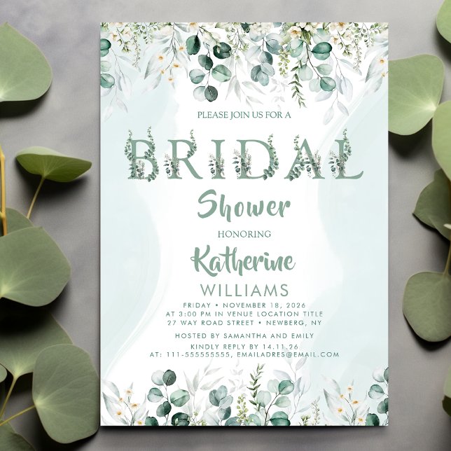 Invitación Verde Eucalyptus Suculento Ducha Verde Bridal (Subido por el creador)