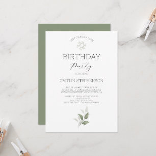 Invitación Verde Fiesta de cumpleaños 35