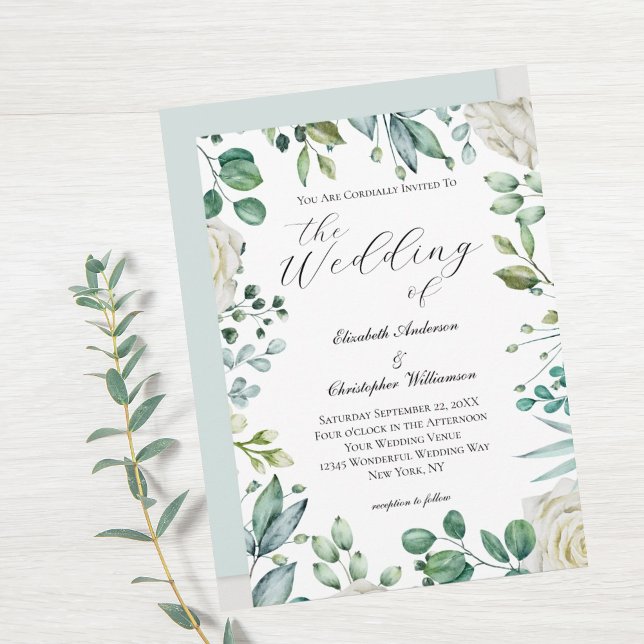 Invitación Verde floral blanco Eucalipto Boda elegante  (Subido por el creador)