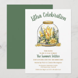 Invitación Verde floral de verano Litha y cristales de citrin