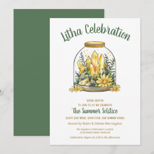 Invitación Verde floral de verano Litha y cristales de citrin