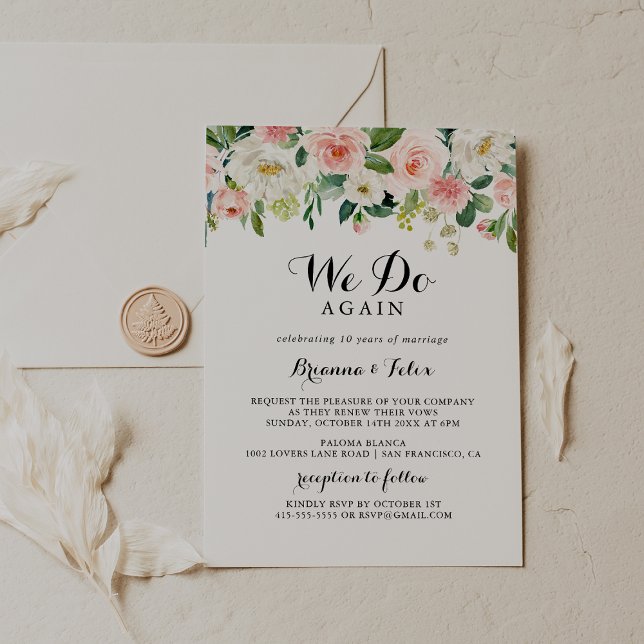 Invitación Verde floral simple Volvemos a prometer renovación (Subido por el creador)