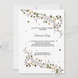 Invitación verde floral y vinícola minimalista