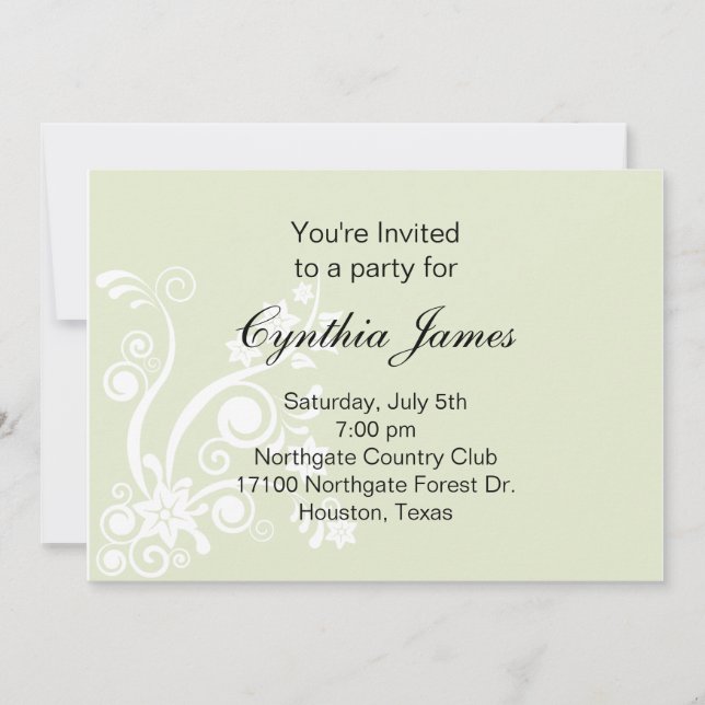 Invitación verde floreciente (#INV 021) (Anverso)