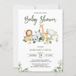 Invitación Verde Género Selva neutral Safari Baby Shower