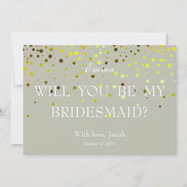 Invitación Verde Glitter Minimal ¿Serás Mi Dama de Honor (Anverso)