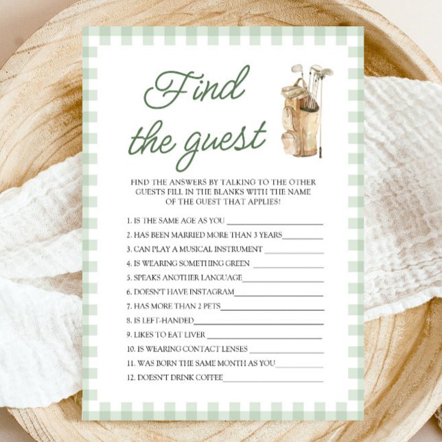 Invitación Verde Golf Encuentra al Bebé Invitado Juego de la  (Green Golf Find the Guest Baby Shower Game)