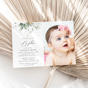 Invitación Verde, Hojas de Eucalipto, Boho, Bautizo