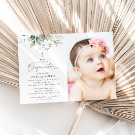 Invitación Verde, Hojas de Eucalipto, Boho, Confirmación