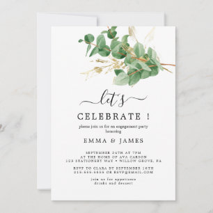 Invitación Verde Ligero y Hoja de Oro "Celebremos"