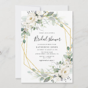 Invitación verde marco floral ducha de novia