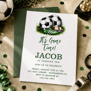 Invitación Verde marino Futbol Infantil Acuarela