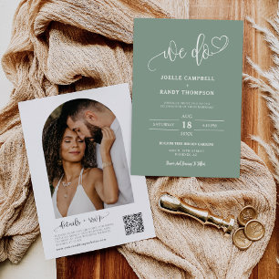 Invitación Verde Masaje moderno We Do Boho Boda QR Code Photo