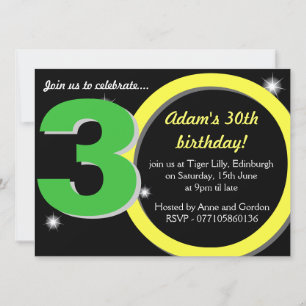 Invitación Verde masculino / Amarillo Treinta y Treinta Fiest