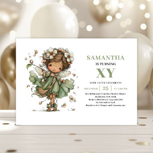 Invitación Verde Menta Cumpleaños Niña Hada Linda