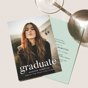 Invitación Verde Menta Fiesta de Graduación Foto Refinada