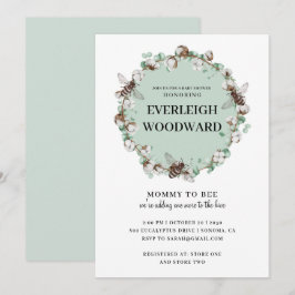 Invitación Verde Menta para Baby Shower de Abejas