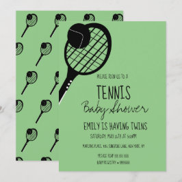 Invitación verde minimalista de tenis para baby sh
