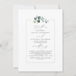 Invitación Verde minimalista Elegante Guión Boda de letra