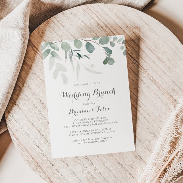 Invitación Verde minimalista Eucalyptus Boda Brunch (Subido por el creador)