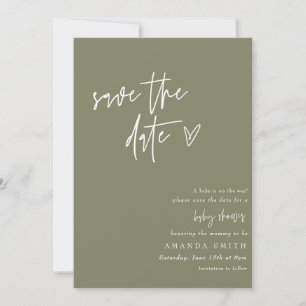 Invitación Verde minimalista Salve La Fecha En Que Boho Baby