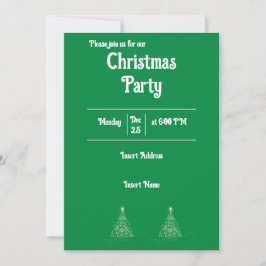 Invitación Verde mínimo con Fiesta de Navidades de texto blan