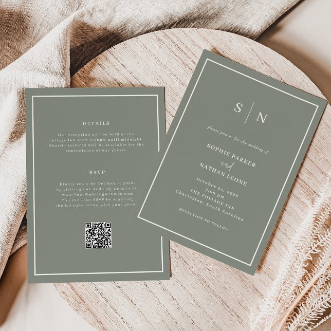 Invitación Verde mínimo y de Moda | Todos en un Boda (Subido por el creador)