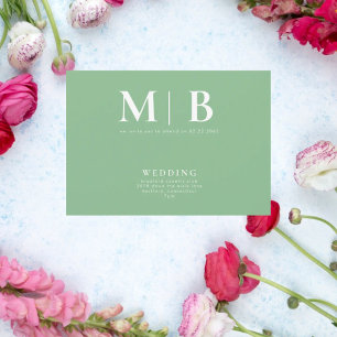Invitación Verde monograma simple y brillante sin padres