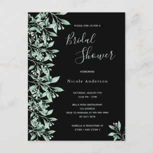 Invitación verde negra a la ducha de novia de pres