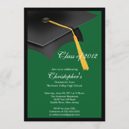 Invitación verde negra de la fiesta de graduación