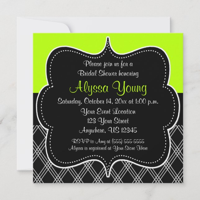 Invitación verde negro y limón (Anverso)