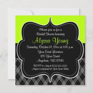 Invitación verde negro y limón