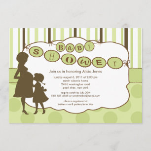 Invitación Verde neutral del género de Baby Shower de la mamá