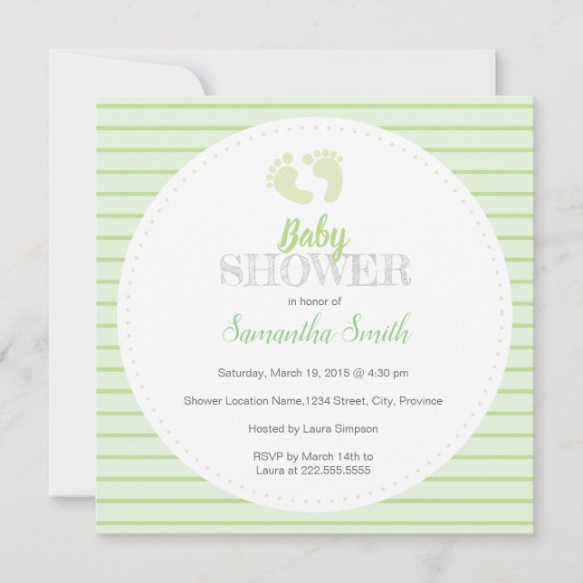 Invitación verde neutral del ı de Baby Shower del (Anverso)