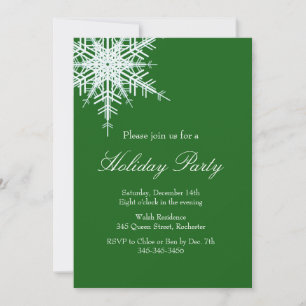 Invitación verde nevada a la fiesta de vacaciones
