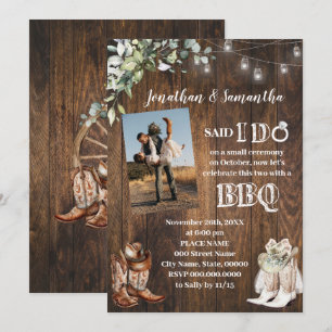 Invitación Verde Occidental Dije Sí BBQ Después de la Boda