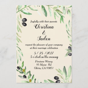 Invitación verde oliva del boda