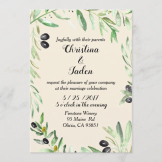 Invitación verde oliva del boda