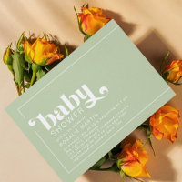 Verde oliva | Moderna Baby Shower Neutral Retro