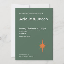 Invitación Verde oliva, roya y rosa de mediados de siglo mode