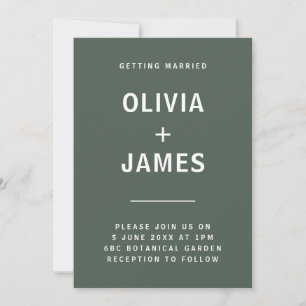 Invitación Verde oscuro Boda moderno de Moss Minimalista Sc