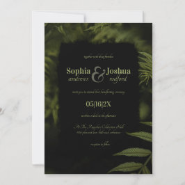 Invitación Verde oscuro gótico deja ayuno Boda negro