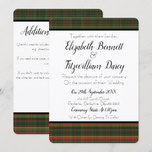 Invitación verde oscuro y roja de la boda del