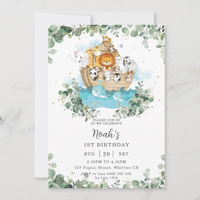 Invitación Verde Partido de cumpleaños neutral de género de N (Anverso)