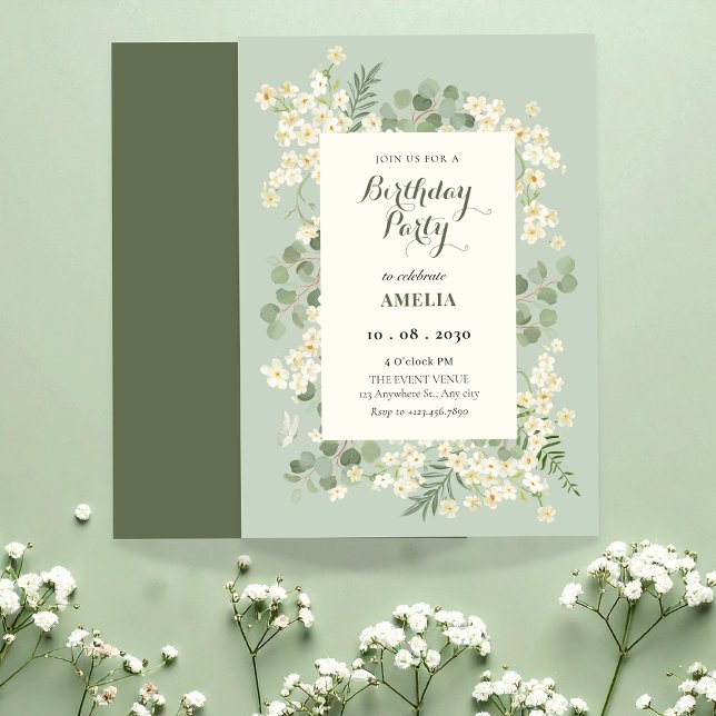 Invitación Verde pastel floral  (Subido por el creador)