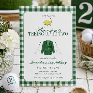 Invitación Verde preparándose para dos cumpleaños de golf a c